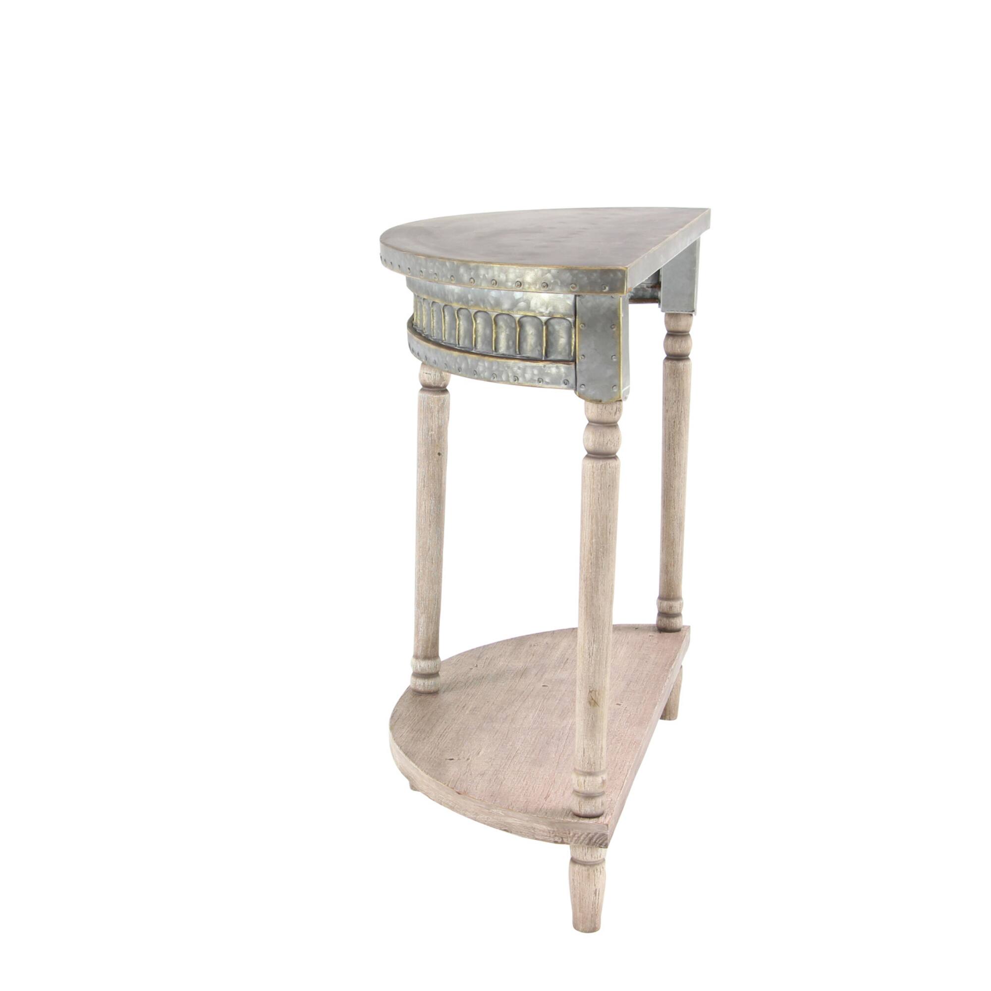 36" Beige Farmhouse Metal Console Table